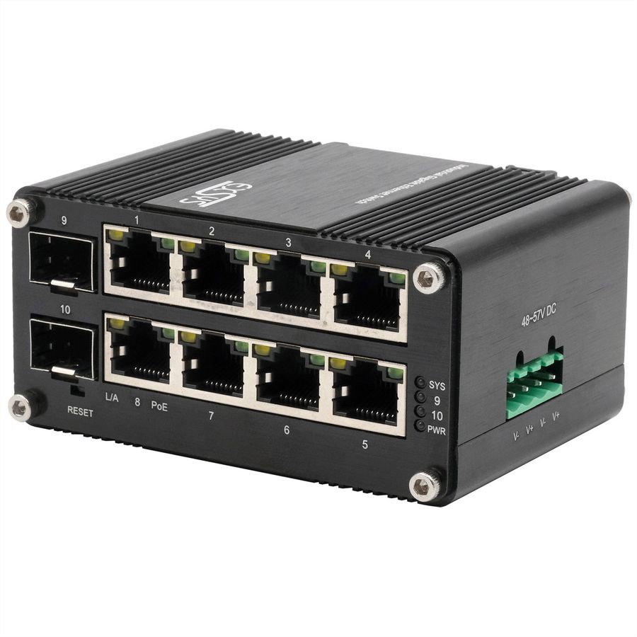 EXSYS EX-62035MPoE-SFP Mini commutateur industriel 8+2 ports Gigabit SFP PoE+, géré par le Web