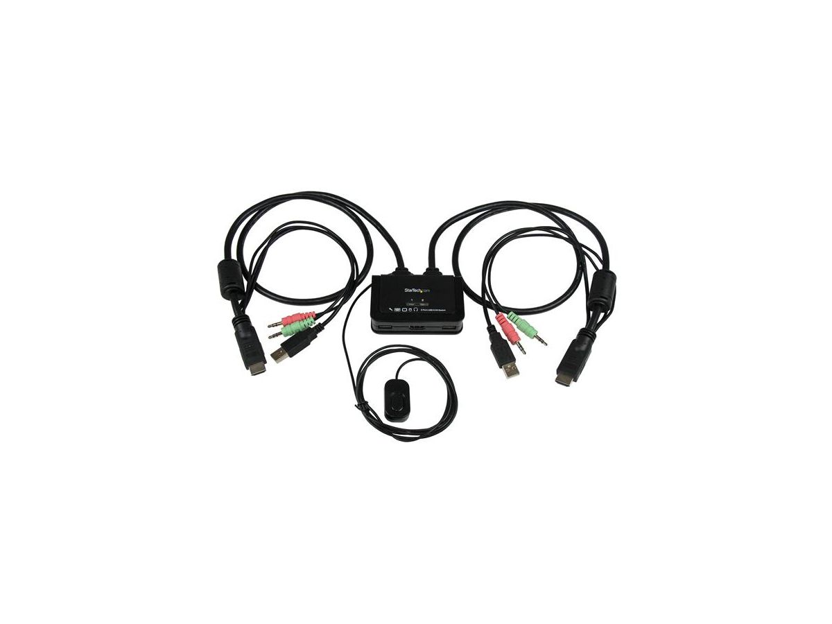 StarTech.com Switch Commutateur KVM 2 Ports USB, HDMI avec Audio et Câbles pour 2 PC sur 1 écran - Auto Alimenté