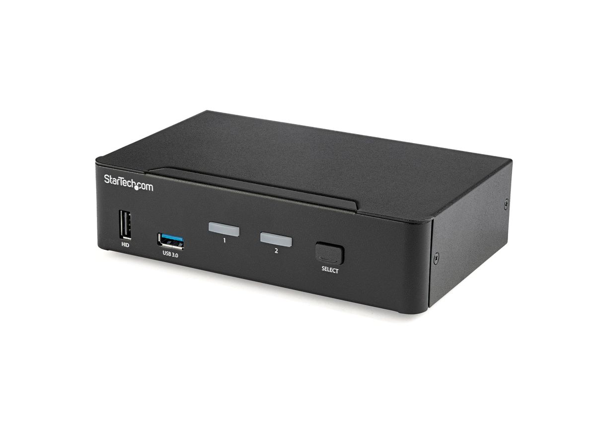StarTech.com Switch KVM DisplayPort à 2 Ports - 4K60Hz - Écran Unique - Switch KVM USB UHD DP 1.2 à 2 Ports avec Hub USB 3.0 Intégré et Audio - Dell HP Apple Lenovo - Conforme TAA