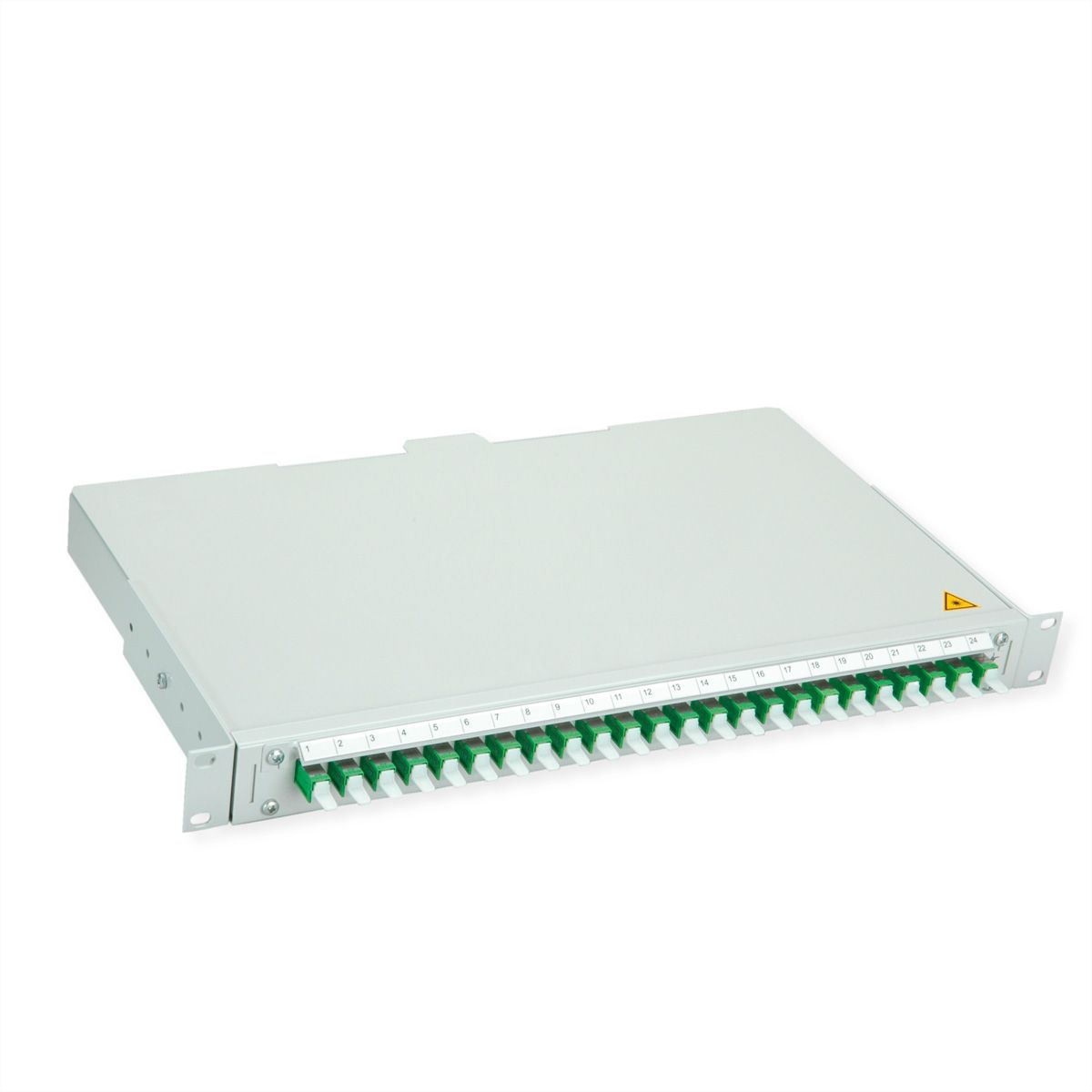TELEGÄRTNER BASIS V Panneau FO avec coupleurs, 24x E2000, vert, OS2 APC
