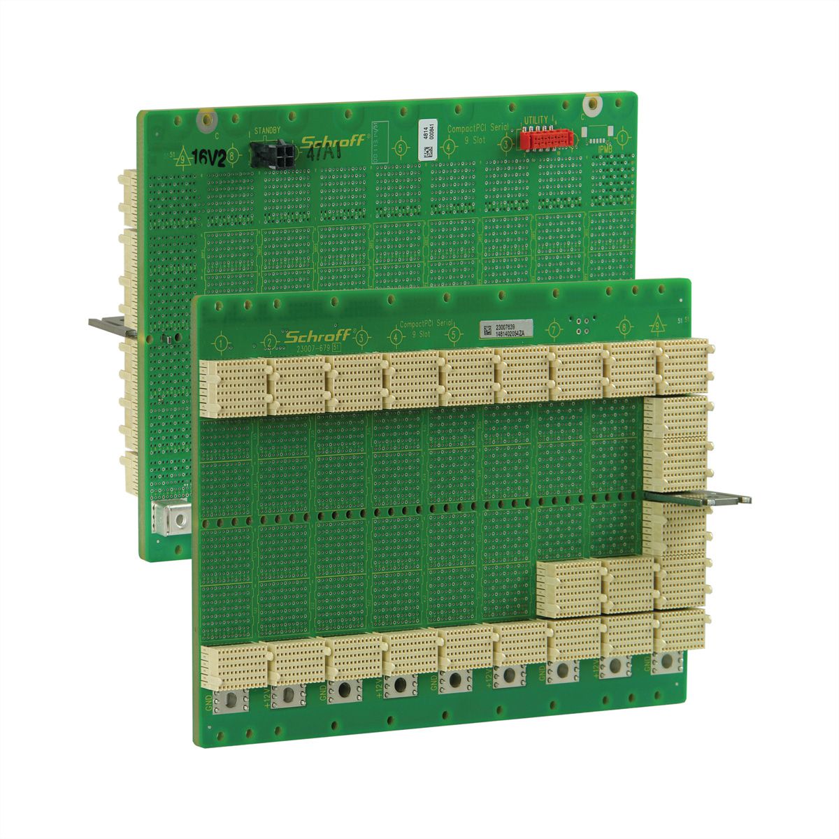 Carte-mère série CPCI SCHROFF, 3 U, 9 slots, System Slot Right, Single Star, sans RIO