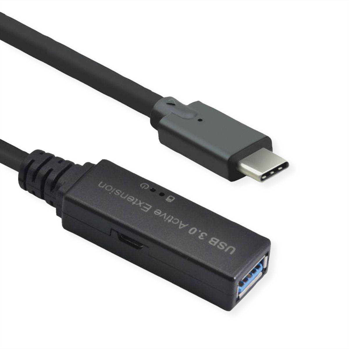 ROLINE Câble prolongateur USB 3.2 Gen 1 actif, Type A - C, noir, 10 m