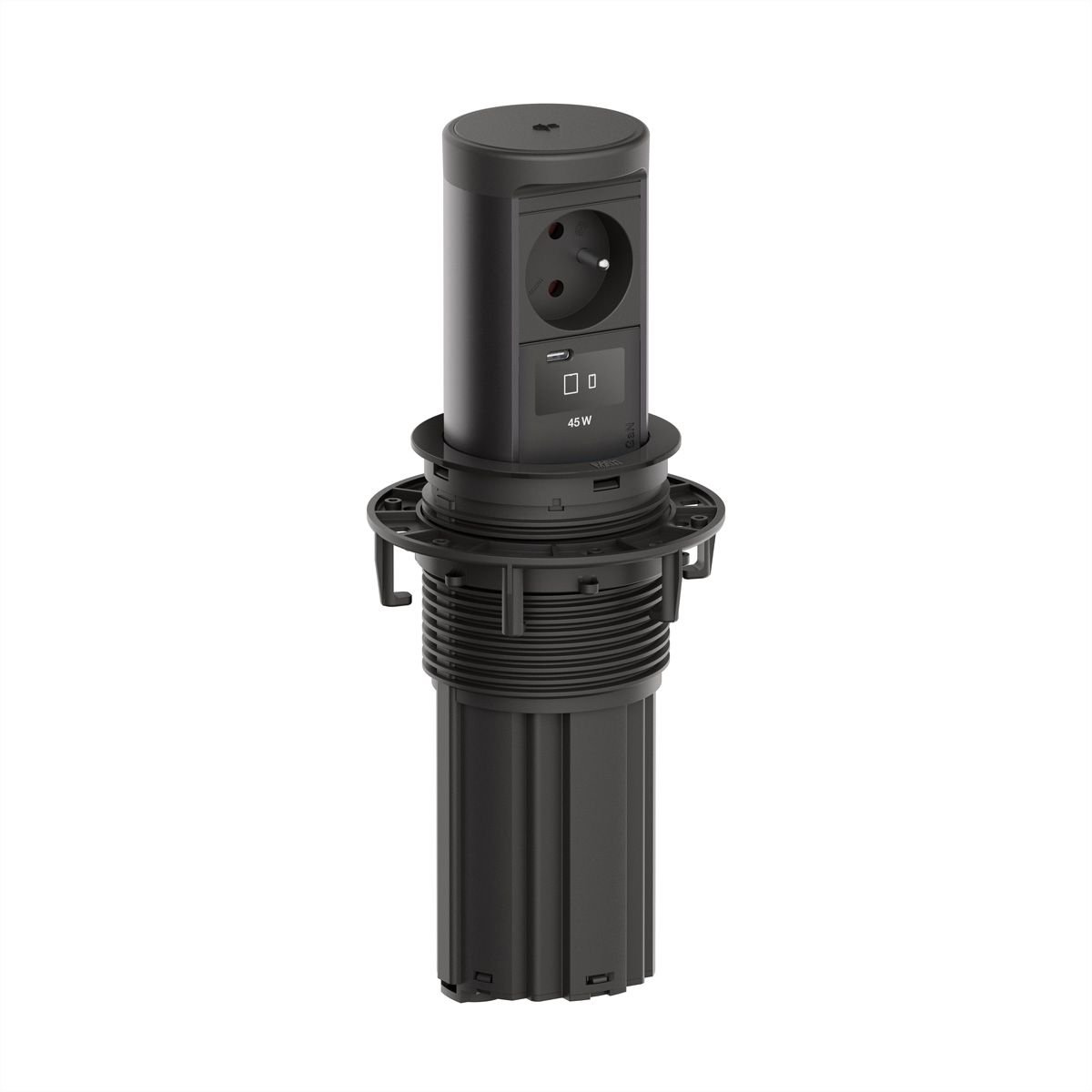 BACHMANN ELEVATOR2 1xUTE 1xUSB C, Chargeur sans fil 15W RAL9005 0,5m ISV