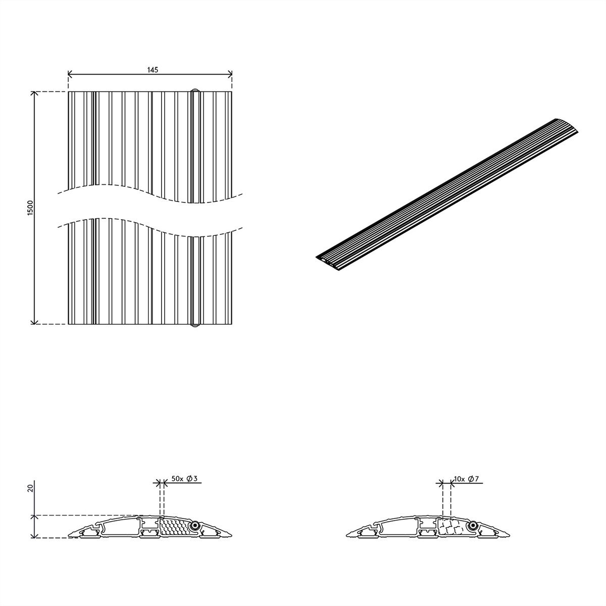 DATAFLEX Addit protège-câbles, droit 422, argent, 150 cm