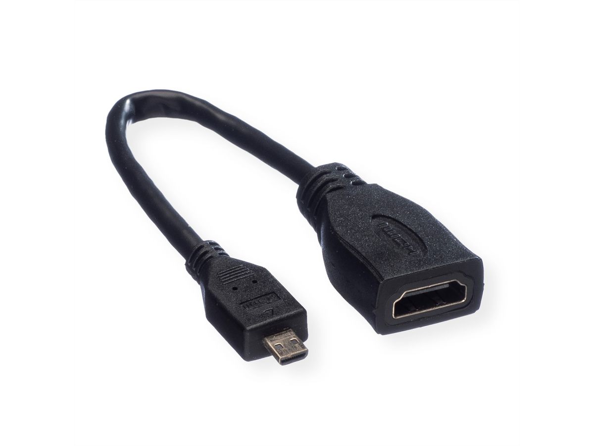 VALUE Câble HDMI High Speed avec Ethernet, HDMI F - Micro HDMI M, 0,15 m