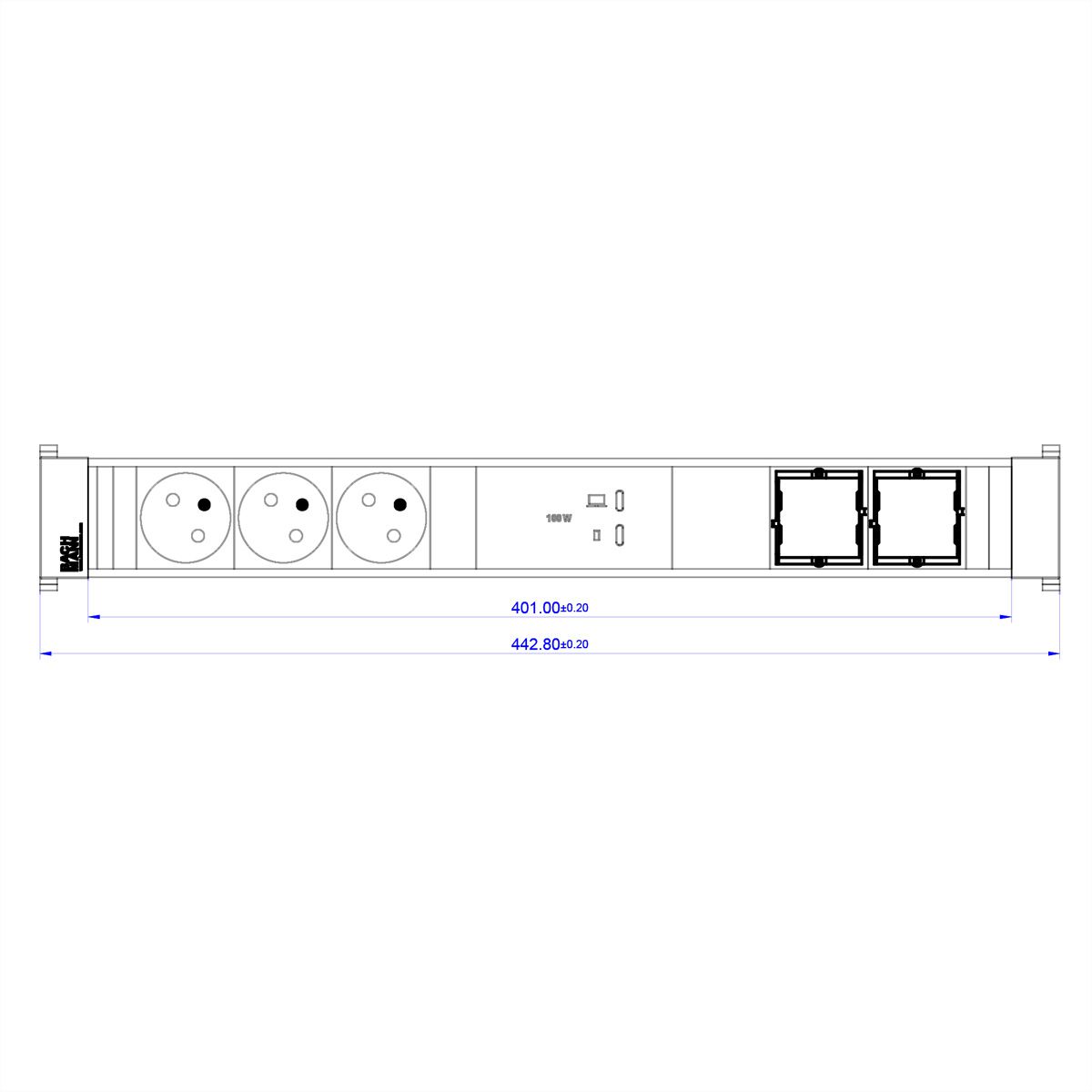 BACHMANN CONFERENCEF XL 3xUTE, 1xUSB C/C 100W 2xCM