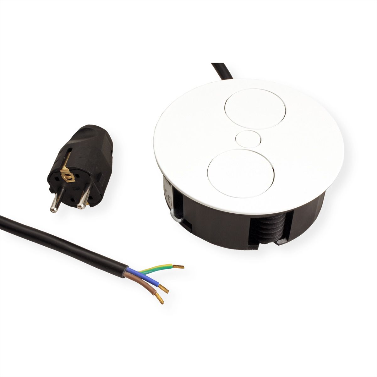 BACHMANN TWIST 1xUTE 1xUSB Chargeur courant 2,0m AEH,RAL9010 30GE