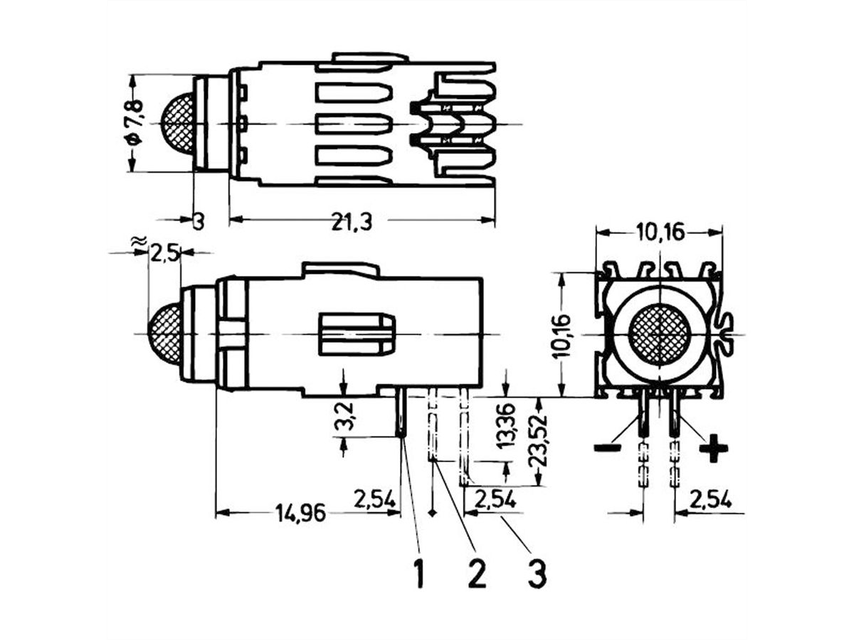 SCHROFF DEL unique Ø 5 mm, modèle long, plan de montage 1, vert