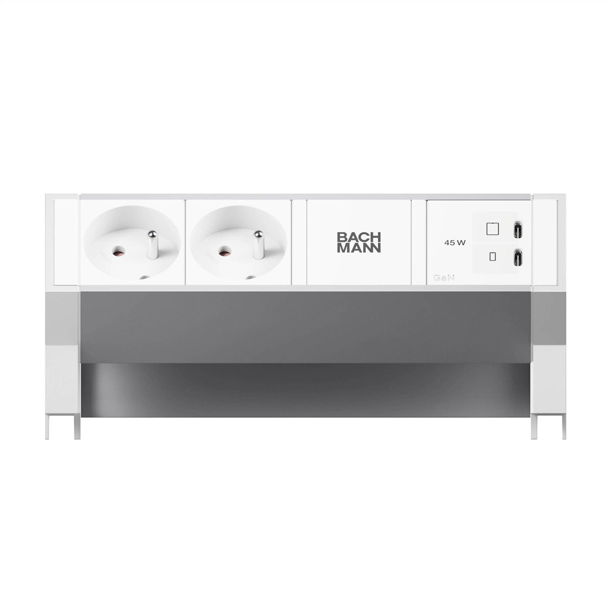 BACHMANN DESK2 ALU WHITE 2xUTE, 1xUSB C/C 45W L=0,2m RAL9010