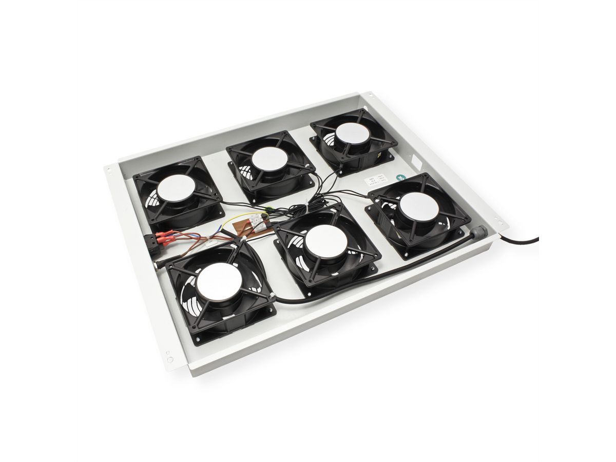 ROLINE 19" Unité de ventilation de toit, 6 ventilateurs, ON/OFF, pour baie serveur par série, gris