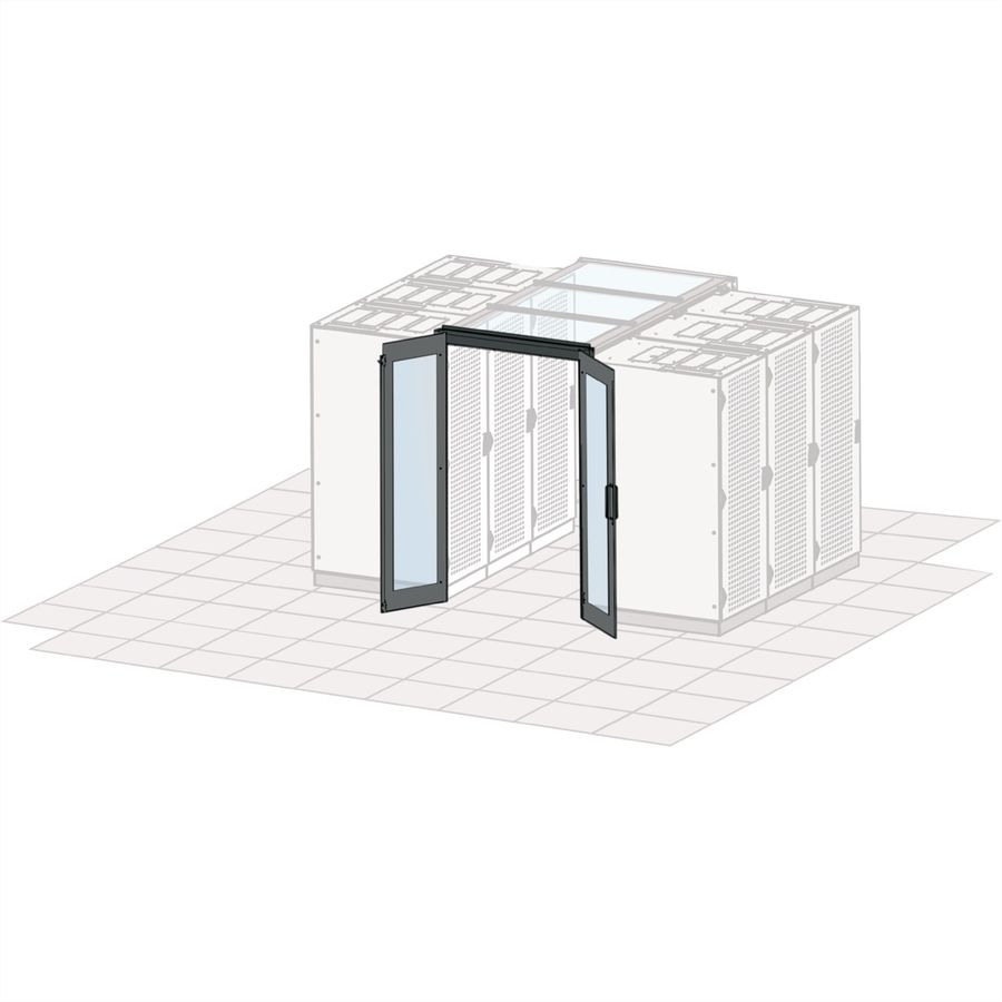 Porte coulissante SCHROFF pour le confinement d'allée, manuelle, 1200W, RAL 7021
