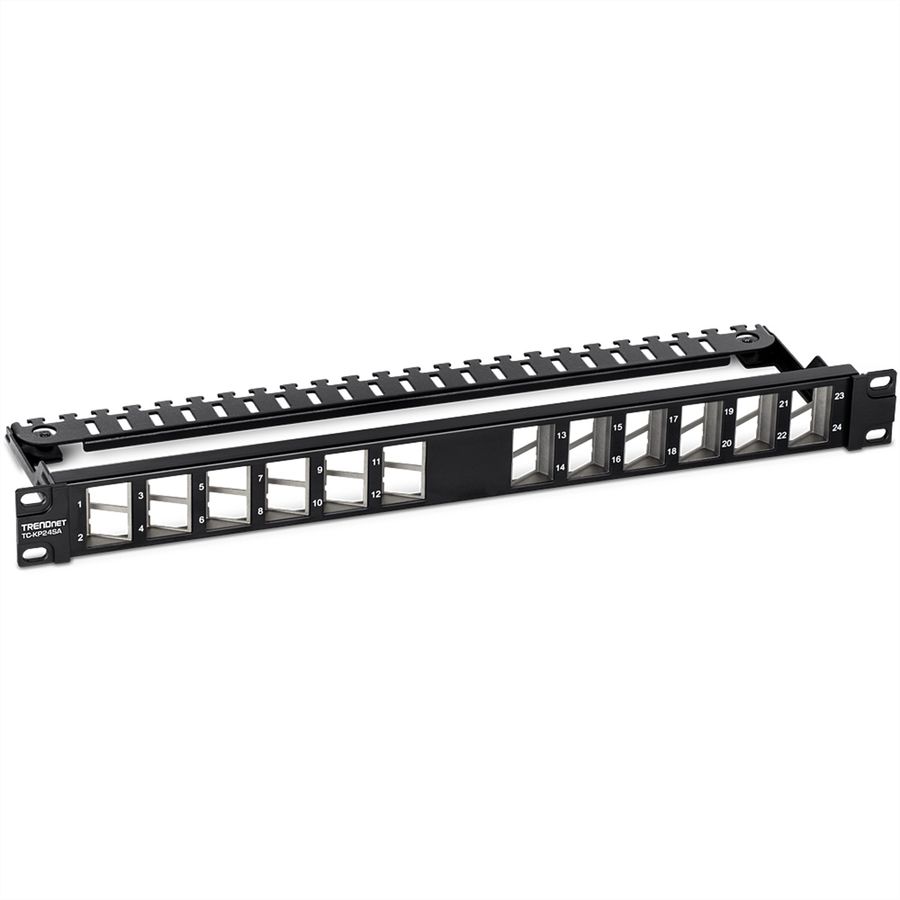 TRENDnet TC-KP24SA Panneau de connexion Keystone blindé 1U angulaire, vierge et à 24 ports