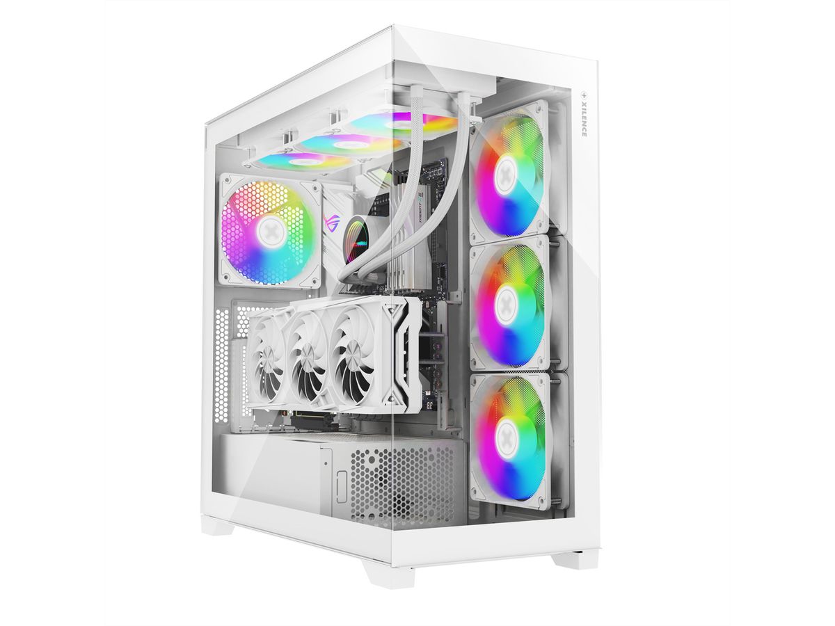 XILENCE Xilent Gleam X818.W.ARGB Gaming ATX PC blanc, Tour RGB ATX Midi