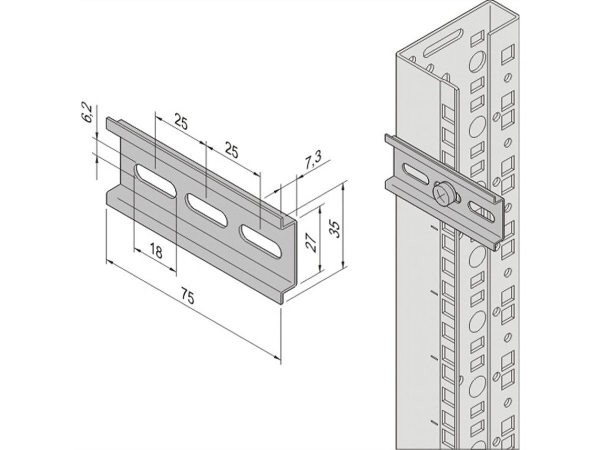 Rail DIN SCHROFF pour thermostat avec capteur de température intégré