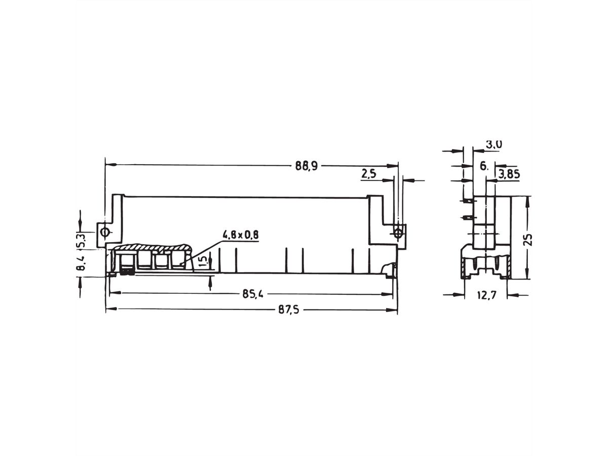 Connecteur SCHROFF Type H, EN 60603, DIN 41612, mâle, 15 contacts, longueur des broches 3.0 mm