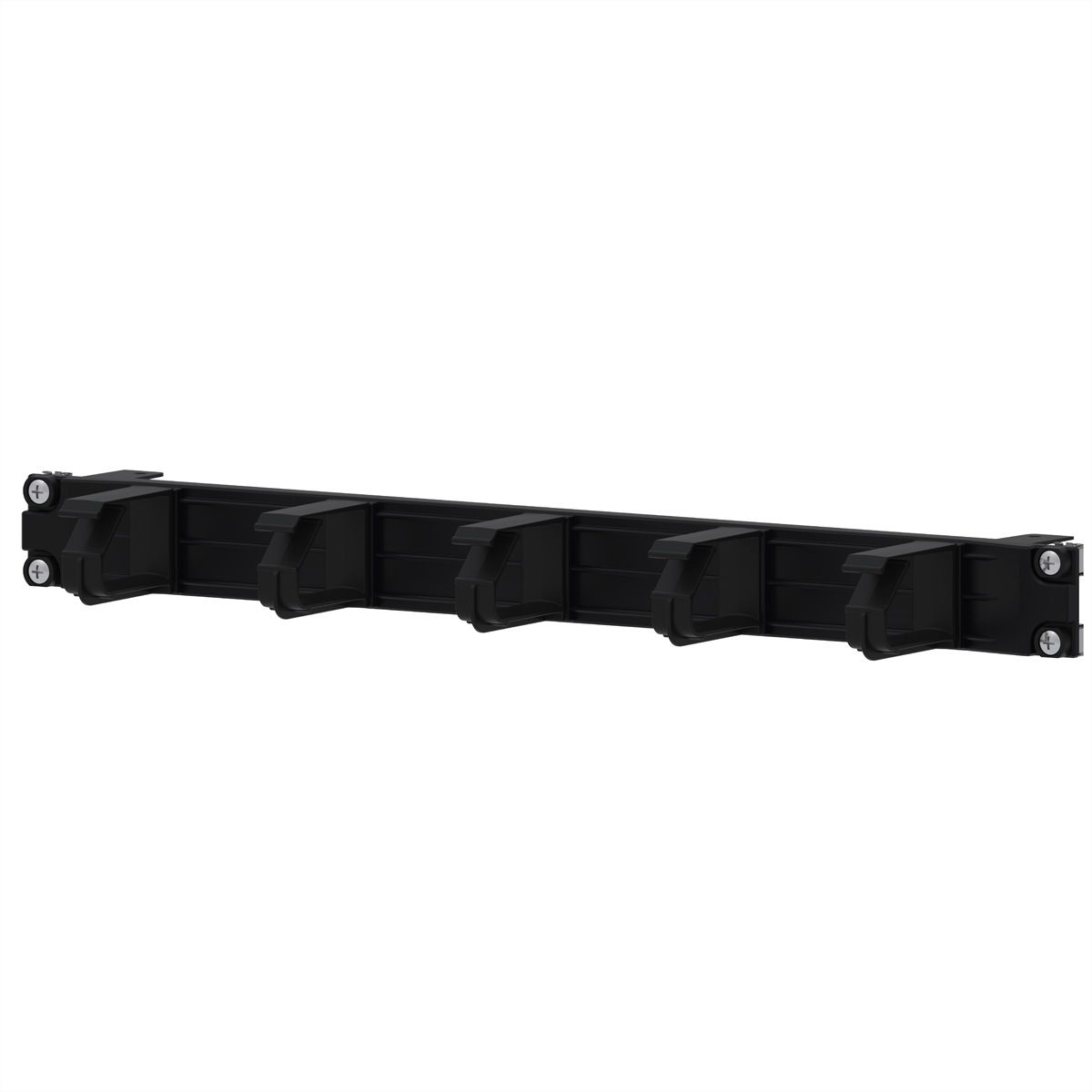 Passe-câbles 19" en plastique, 1 UH avec 5 arceaux en plastique noir