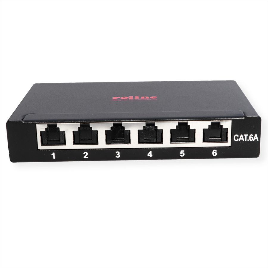 ROLINE Mini panneau Cat.6A/ClassEA 6 ports, 0,5U, blindé, noir