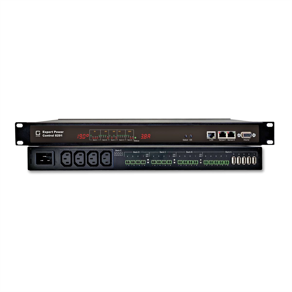 GUDE 8291-2 EPC PDU AC/DC à 21 ports, mesure individuelle des ports