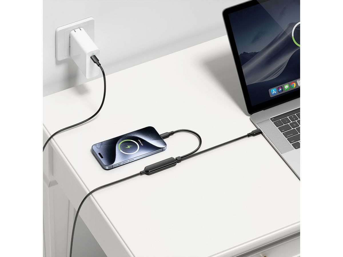 VALUE Câble de chargement USB2.0 en Y, Type C vers 2x C, M/M, max. 100W, noir, 1,8 m