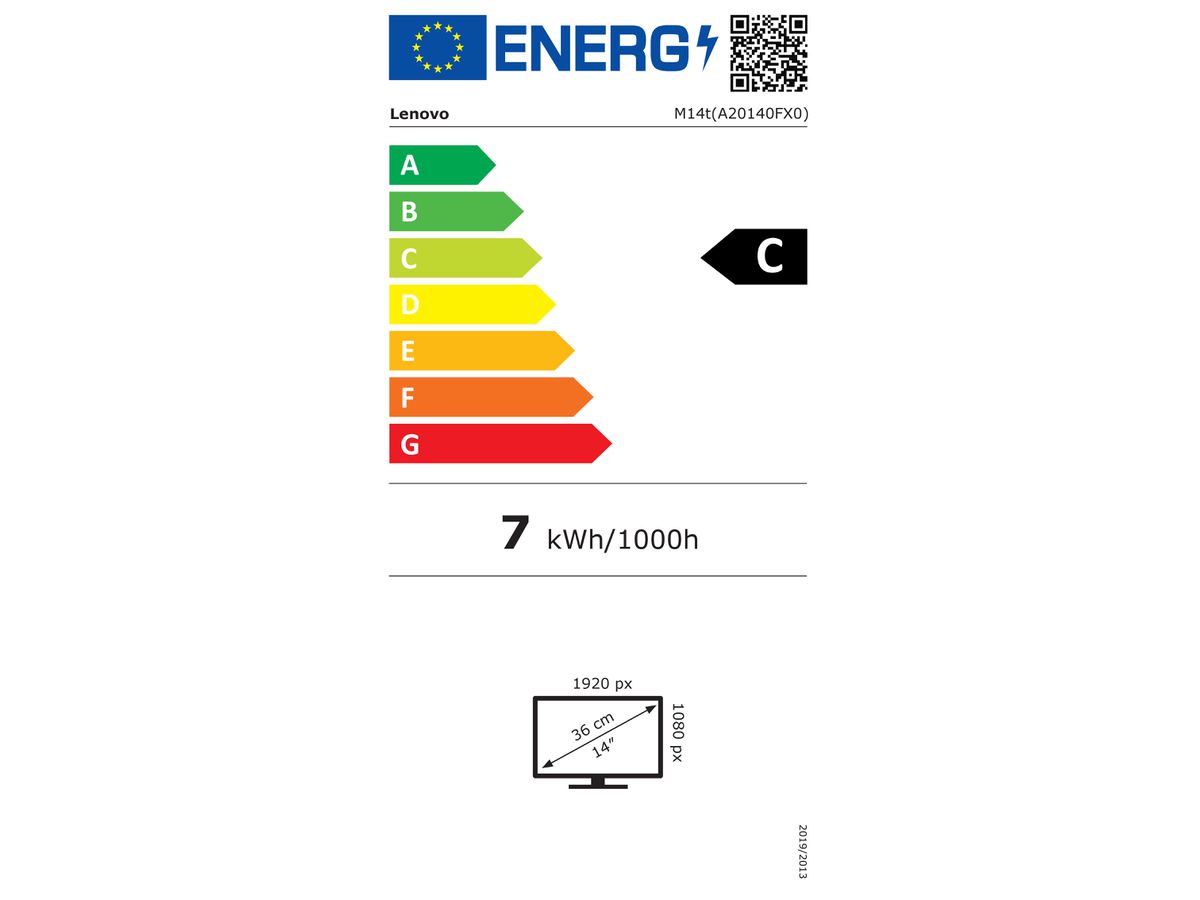 Lenovo M14t LED display 35,6 cm (14") 1920 x 1080 pixels Full HD Écran tactile Noir