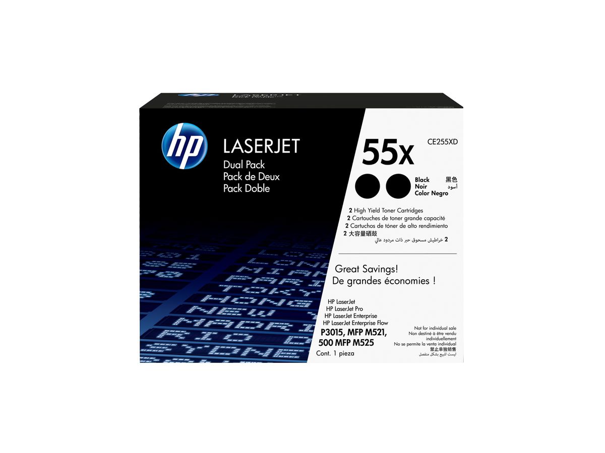 HP 55X pack de 2 toners noir grande capacité authentiques