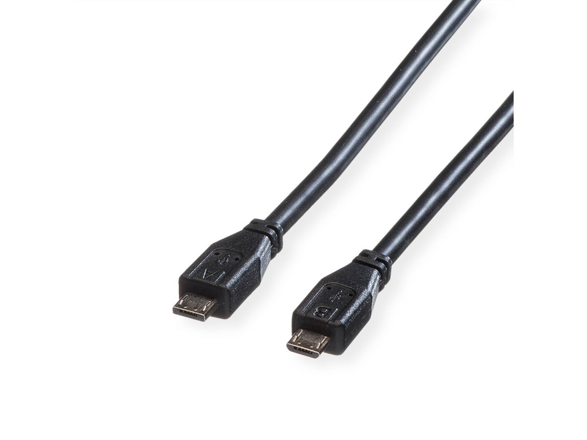 ROLINE Câble USB 2.0, Micro USB A mâle - Micro USB B mâle, 1,8m