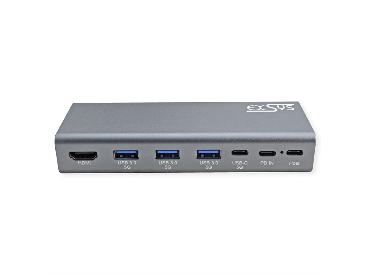 EXSYS EX-1224HM Support pour ordinateur portable, avec station d'accueil USB-C 7 en 1 amovible