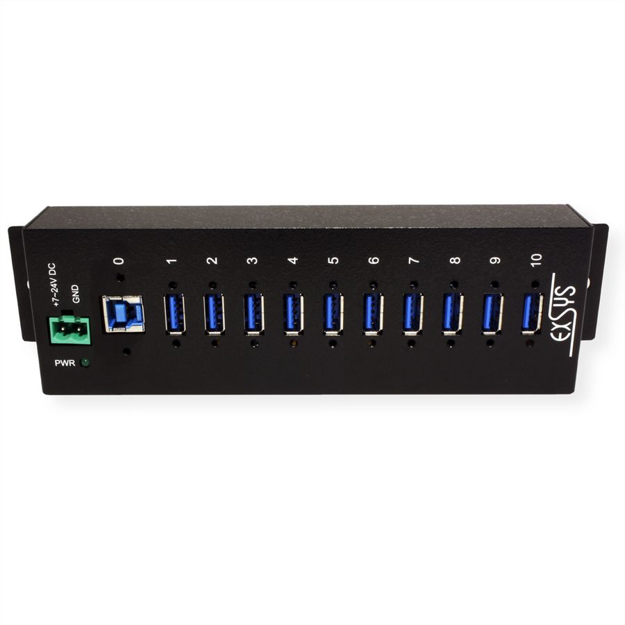 EXSYS EX-1110HMVS Hub à 10 ports USB 3.2,Gen1 protection de surtension et boîtier métal