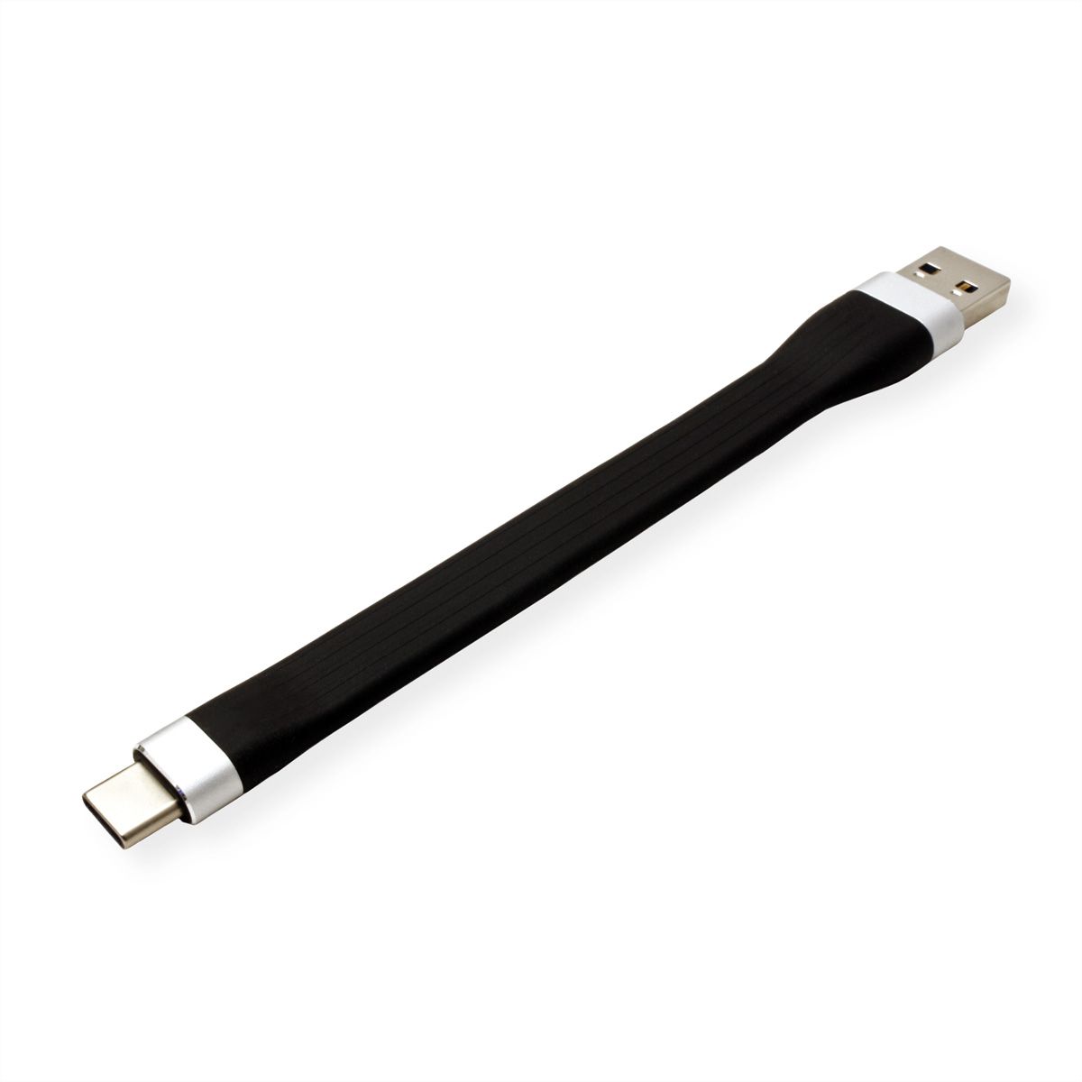 ROLINE Câble USB 3.2 Gen 1 en Silicone, A-C, M/M, noir, 11 cm