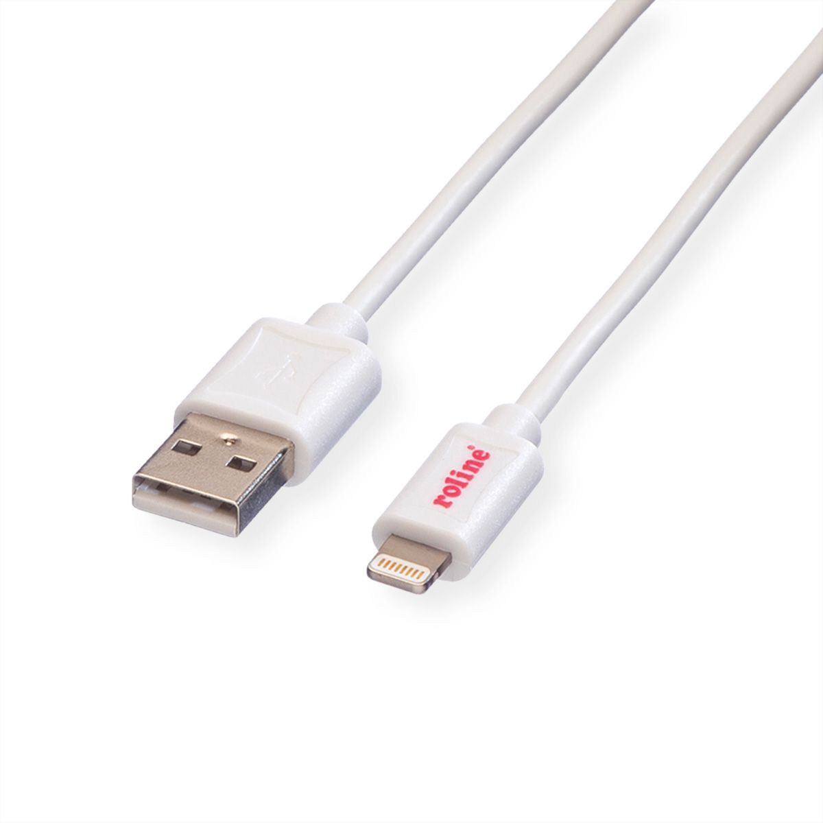 ROLINE Câble de charge et synchronisation pour appareils à connecteur 8pin, blanc, 1,8 m