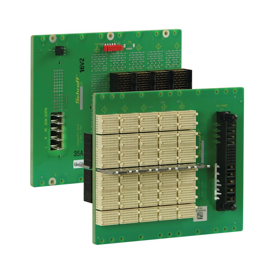 Carte-mère série CPCI SCHROFF, 3 U, 5 slots, System Slot Right, Full-Mesh, avec RI/O, PSU