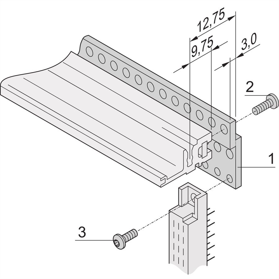 SCHROFF Rail en Z pour connecteur, EN 60603-2, 4 CV