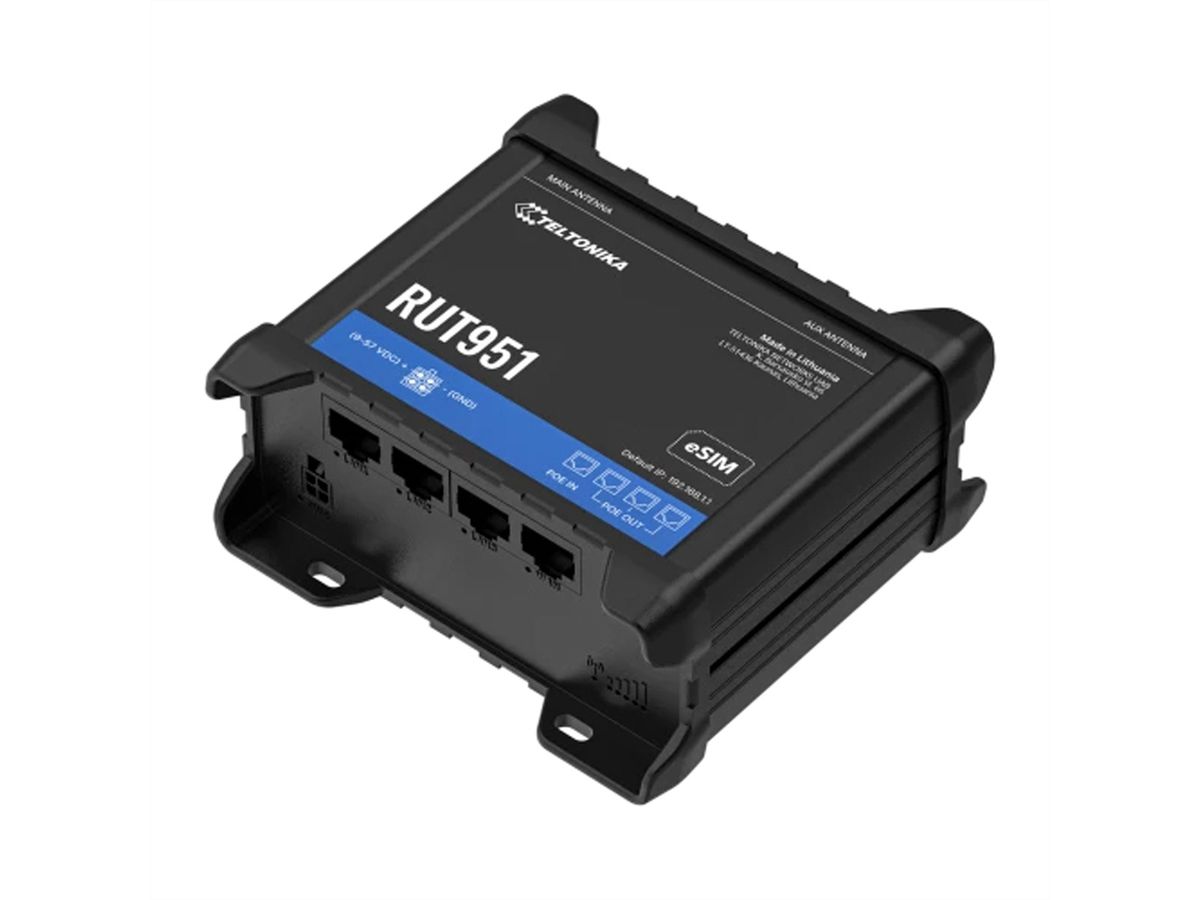 TELTONIKA RUT951 Routeur industriel LTE/4G PoE, avec bloc d'alimentation, RUT951B10K00