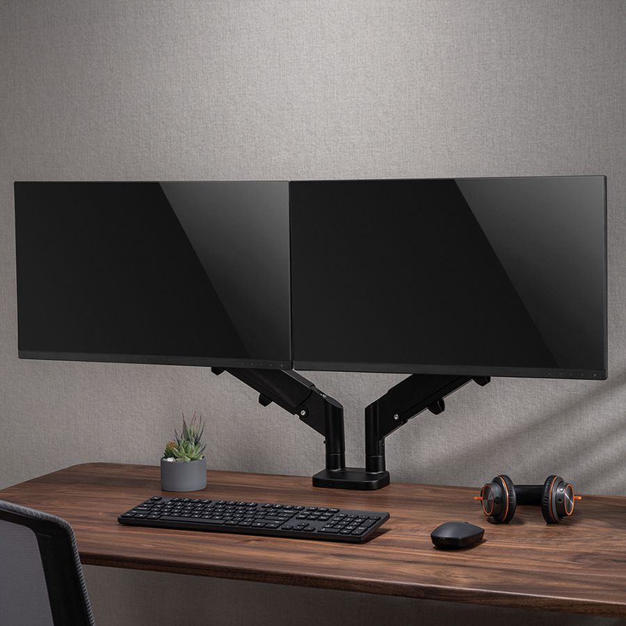 VALUE Bras double LCD, fixation sur bureau, vérin à gaz, 6 articulations