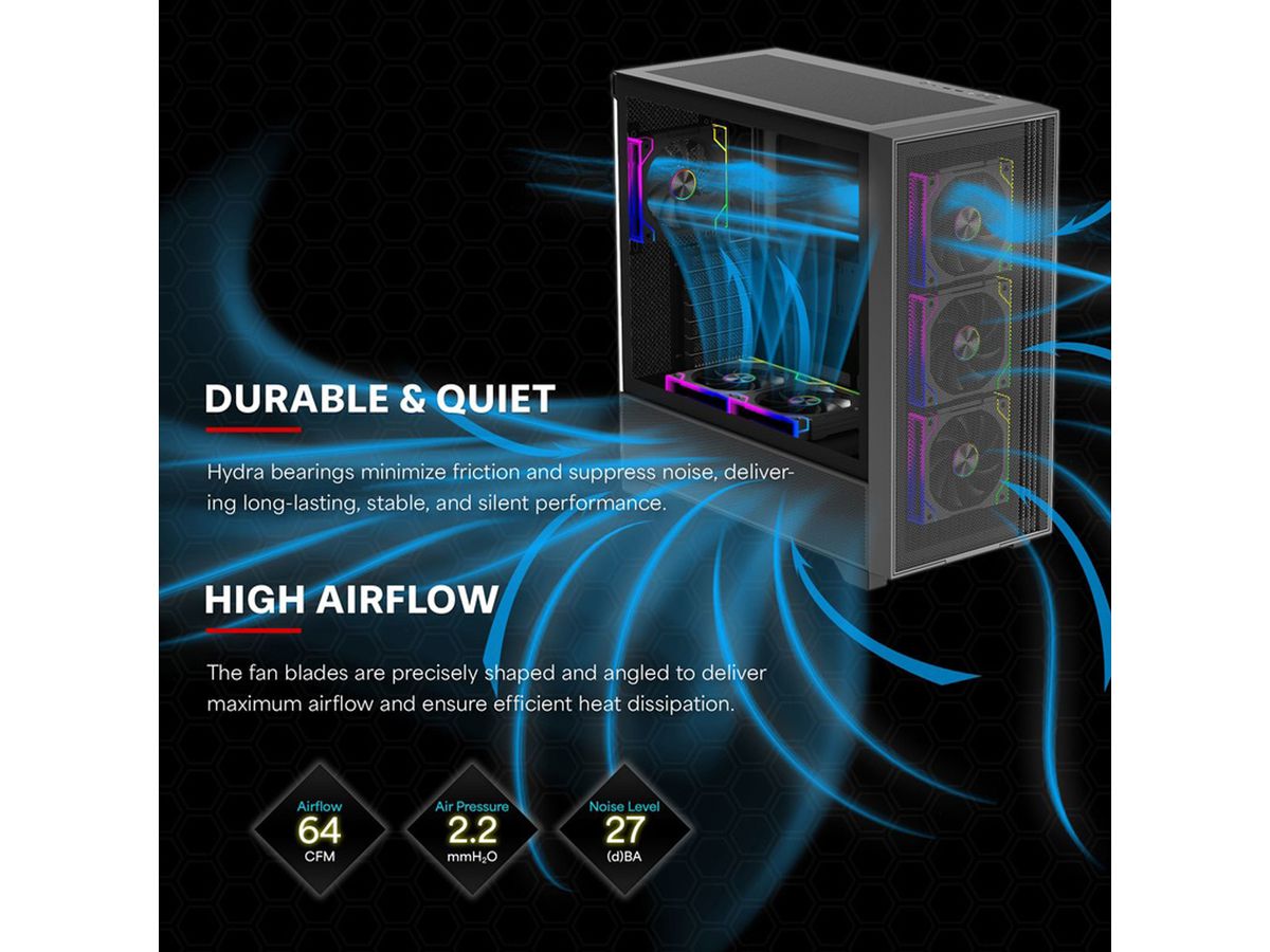 Xilence XPF120.ARGB 120mm PWM Ventilateur de boîtier, ARGB LED