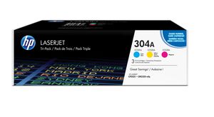 HP 304A pack de 3 toners LaserJet cyan/magenta/jaune authentiques