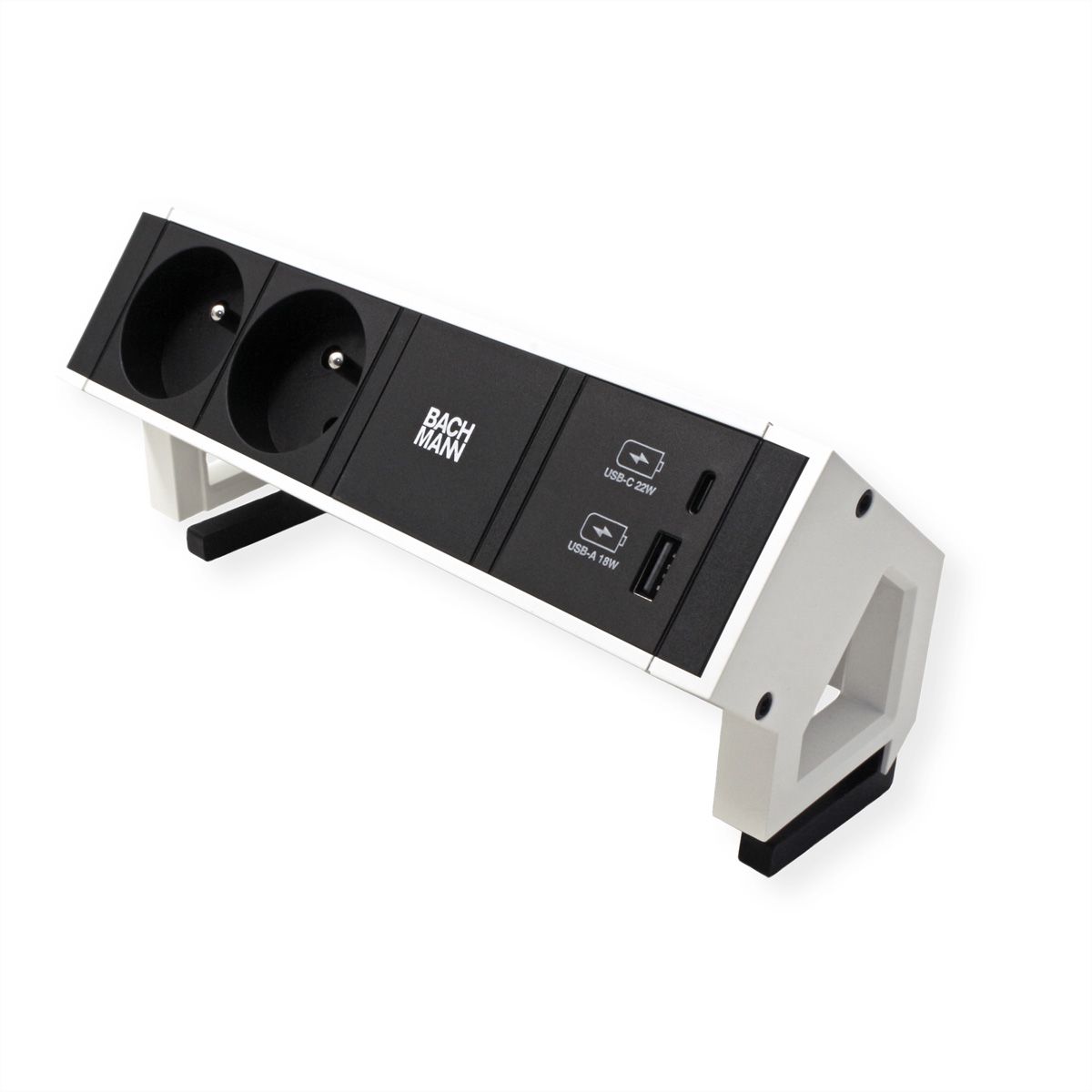 BACHMANN DESK2 2xUTE 1xUSB A/C 22W 0,2m GST18 RAL9010