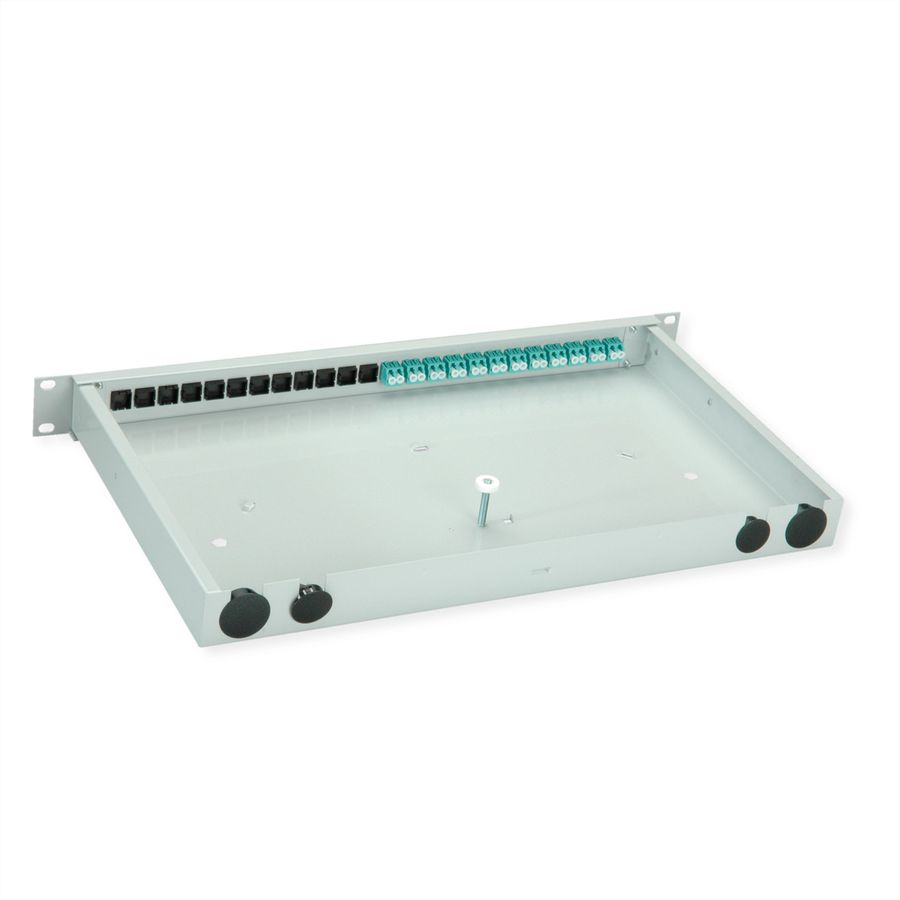 TELEGÄRTNER BASIS eco Panneau FO avec coupleurs, 12x LC Duplex, turquoise, OM3