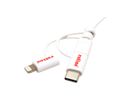 ROLINE Câble de charge et synchronisation 8 Pin/USB MicroB / Type C pour Apple et Android, blanc, 1 m