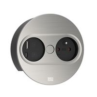 BACHMANN TWIST 2 1xUTE 1xUSB A/C 22W 2,0m AEH aspect inox rond, Mesure p.Sd. H05VV-F 3G2,5 CEE3x16A LAN