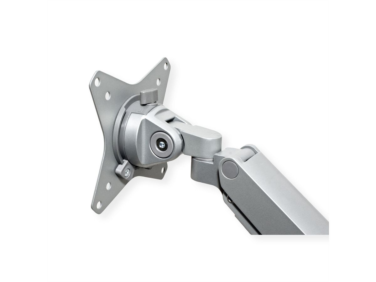 ROLINE Support double LCD, fixation sur bureau, vérin à gaz, 5 articulations, 17-23", jusqu'à 2x 9 kg, argent
