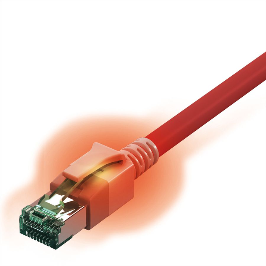 Cordon EasyLan DualBoot® LED Cat.6A (Classe EA) S/FTP, LSOH, rouge, 1,5 m