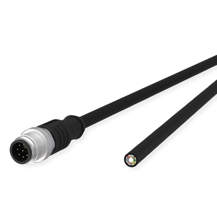METZ CONNECT Câble de capteur/actionneur M12, codage A, M12 connecteur droit - extrémité ouverte, noir, 2 m
