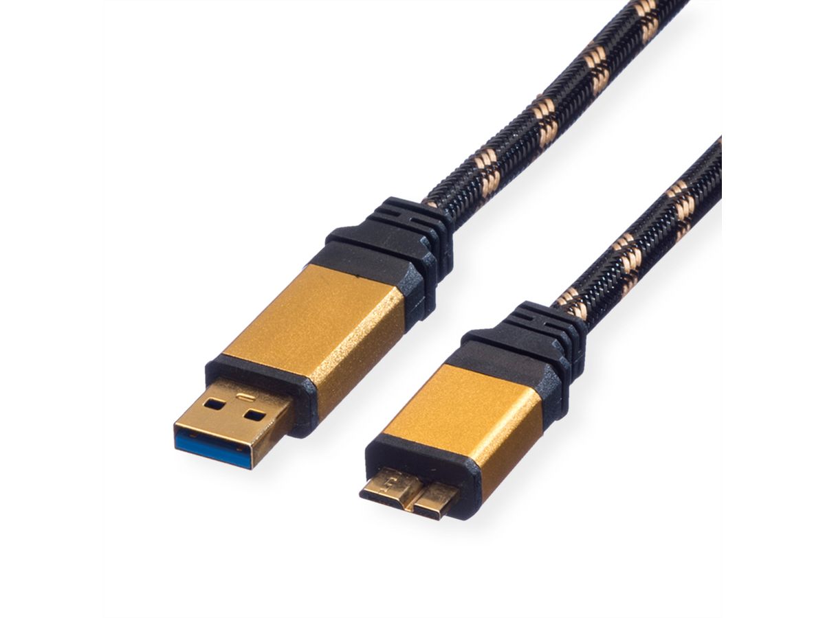ROLINE GOLD Câble USB 3.2 Gen 1, type A-Micro B, M/M, 2 m