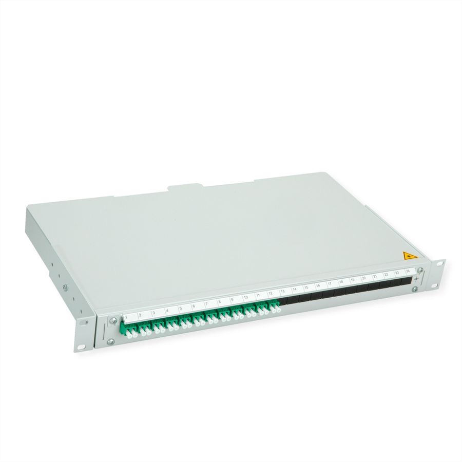 TELEGÄRTNER BASIS V Panneau fibre optique avec coupleurs & Pigtails , 12x LC Duplex, vert, OS2 APC