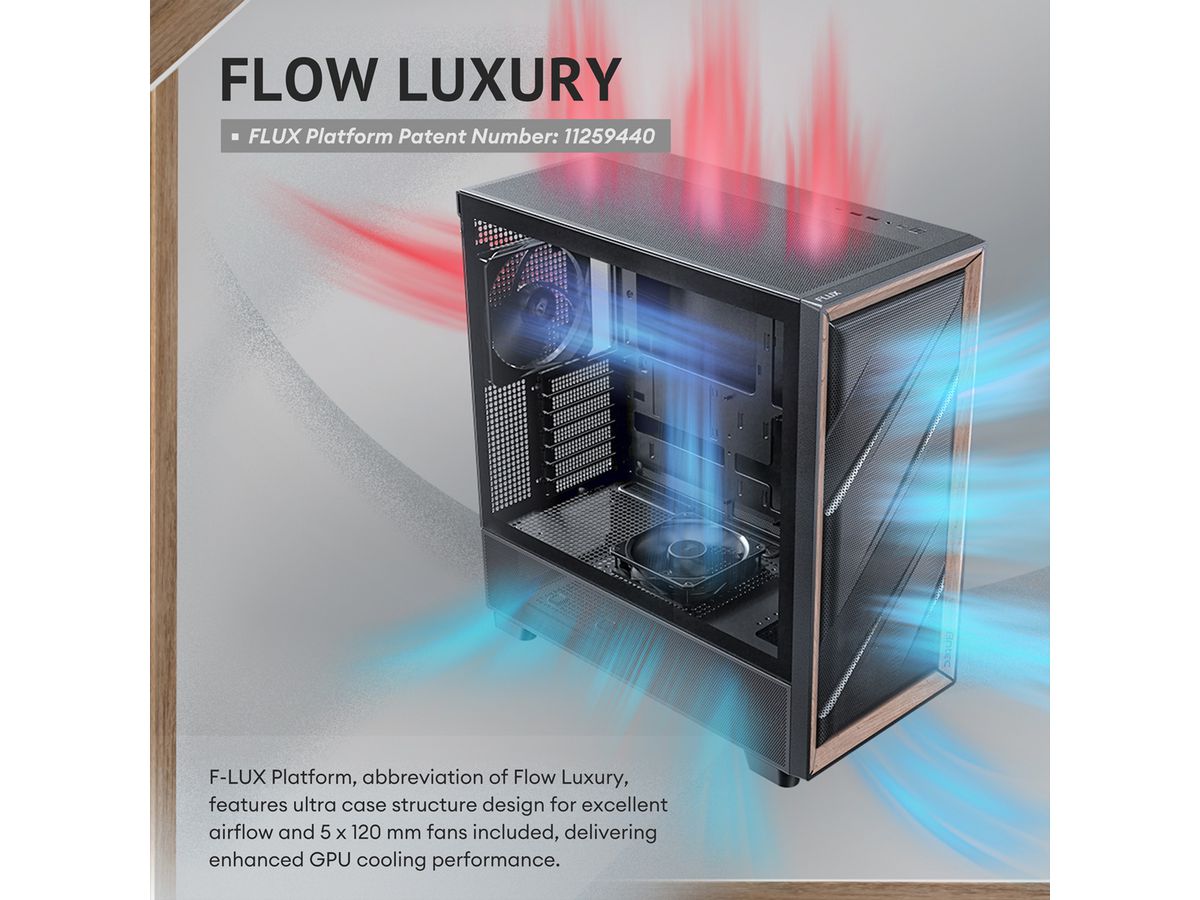 ANTEC FLUX Boîtier PC Midi Tower Gaming ATX, noir