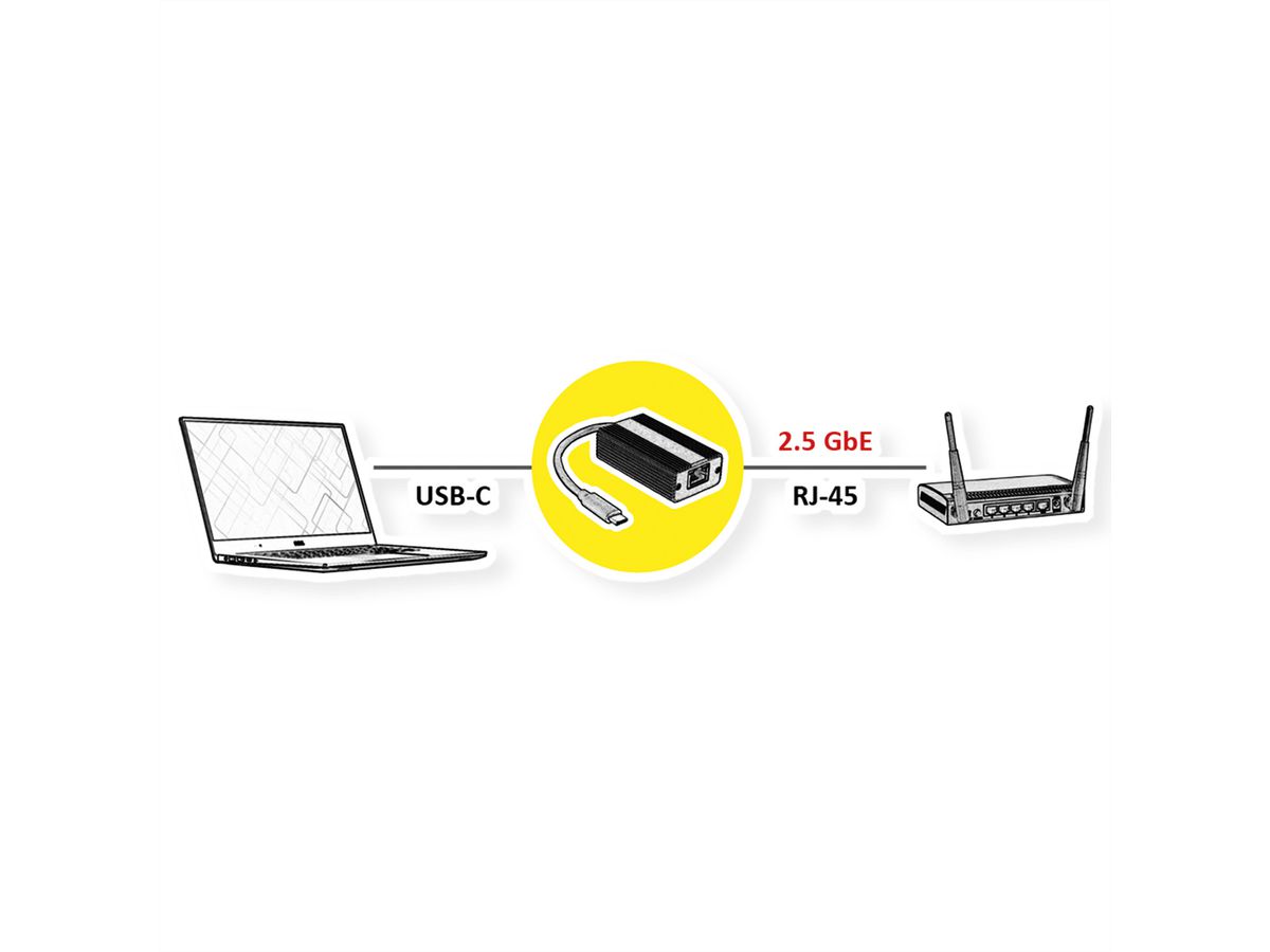 ROLINE Convertisseur USB 3.2 Gen 2 - 2.5 Gigabit Ethernet