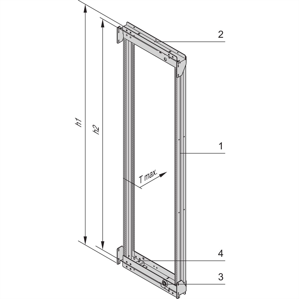 SCHROFF Cadre pivotant 160° 24U 800L RAL7021