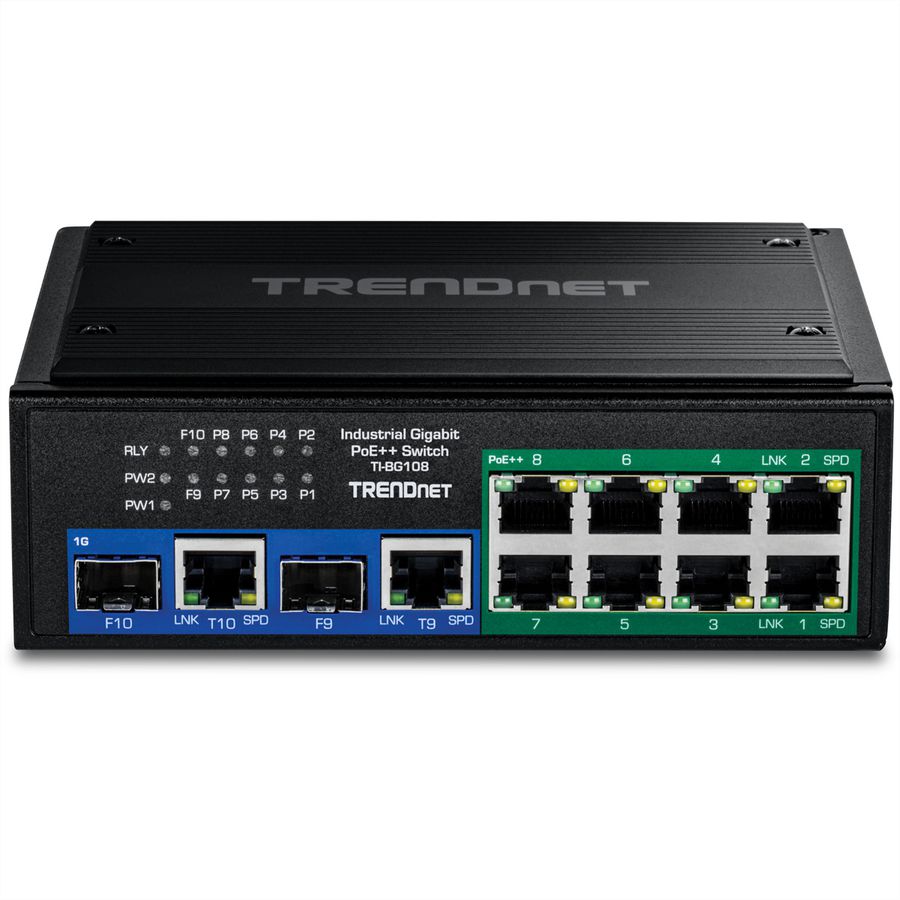 TRENDnet TI-BG108 Switch Rail DIN PoE++ 400W Gigabit industriel à 10 ports