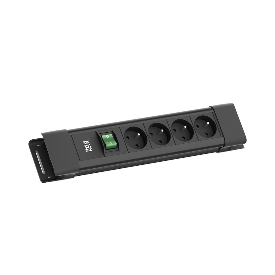 BACHMANN CONNECTUS 4xUTE , 1xinterrupteur 2,0m CEE7/7 noir